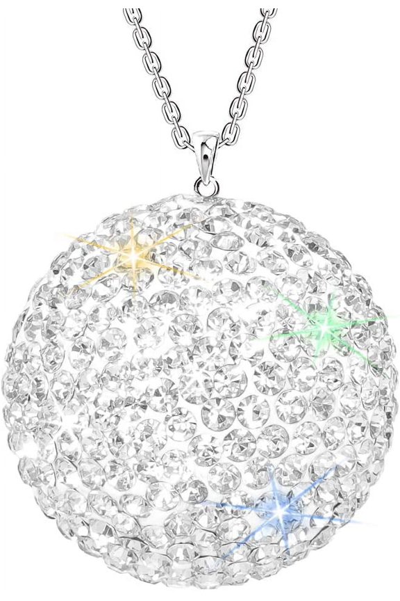 Car Rear View Mirror Ornament Hanging Lucky Ball Christmas Crystal Pendant Bling Car Accessories for Women Rhinestone Charm Auto