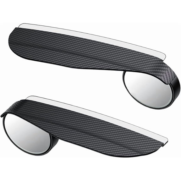Car Rear View Mirror Small Round Mirror Rain Eyebrow, 2-in-1 Blind Spot Mirror with 360 Degree Rotate, Wide Angle Convex Lens for Safe Parking and Driving