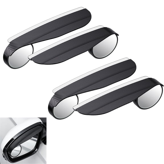 Car Rear View Mirror Small Round Mirror Rain Eyebrow, 2-in-1 Blind Spot Mirror with 360° Adjustable Wide Angle, Anti-Rain Design for Car SUV Truck