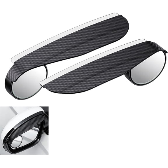 Car Rear View Mirror Small Round Mirror Rain Eyebrow, 2-in-1 Blind Spot & Rain Shield – 360° Wide Angle, Enhances Visibility for All-Climate Driving