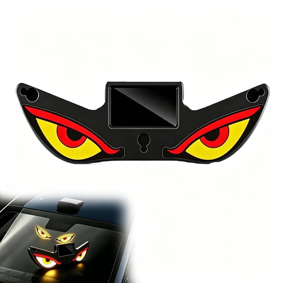 Car Rear Window Dynamic LED Display - Solar Powered Demon Eye Light with USB, Wireless & Drill-Free for Windshield