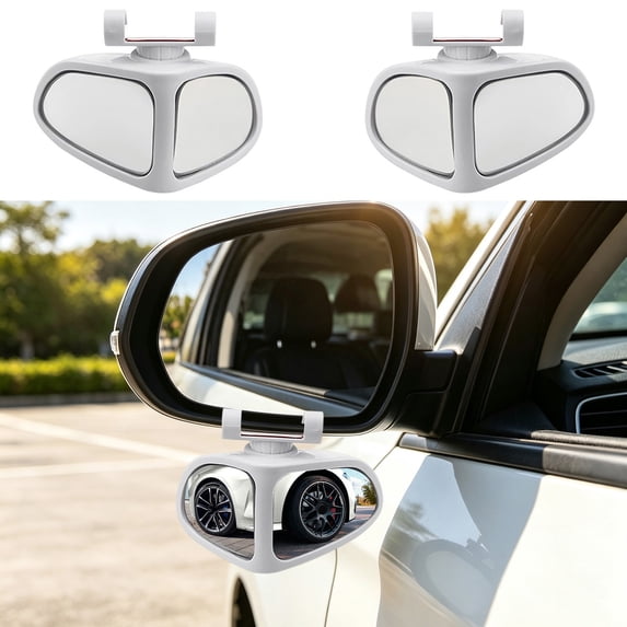 Car Rearview Mirror 360-Degree Adjustable Wide-Angle Blind Spot Mirror, HD Small Round Lens for Front and Rear Wheels, Reversing Assistance, Stick-On Design for Sedans SUVs Trucks