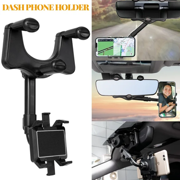 Car Rearview Mirror Cell Phone Holder Stand Mount Cradle Gps Universal 360