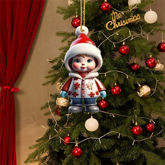Car Rearview Mirror Charms Cute Santa Snowman Hanging Decorations Small Christmas Tree Ornaments