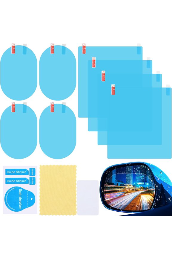 Car Rearview Mirror Film, Anti Fog Glare Rainproof Waterproof Film, HD Clear Nano Coating Protective Sticker for Rear View Mirrors and Side Windows, Side Mirror Rain Guard