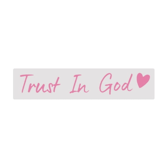 Car Rearview Mirror Stickers, "Trust In Gods" Decal, Smooth Surface Fit (1 Piece) (Pink)