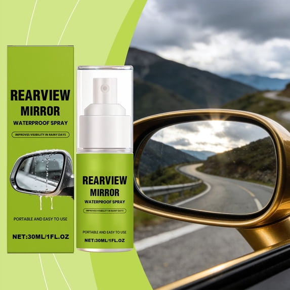 Car Rearview Mirror Waterproof Spray, Rain Repellent Glass Coating, Improve Visibility in Rainy Driving, Anti Fog and Water Beading, Portable Safety Spray for Cars Trucks