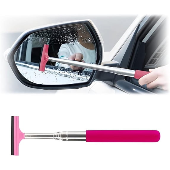 Car Rearview Mirror Wiper, Retractable Auto Glass Squeegee, Portable Cleaning Tool for All Vehicles, Universal Automotive Accessories