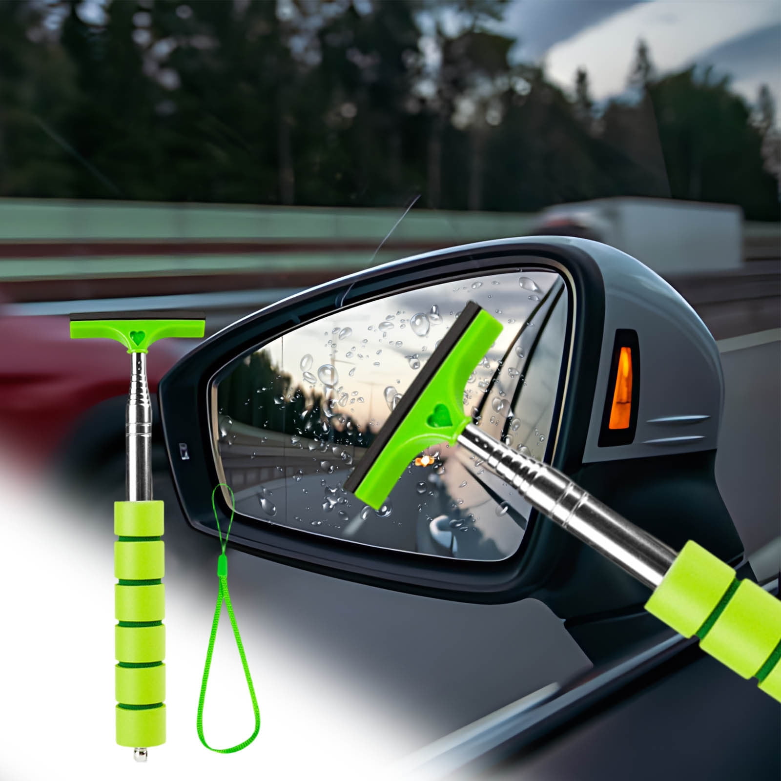 Car Rearview Mirror Wiper Retractable Telescopic Window Cleaner 38.6 ...