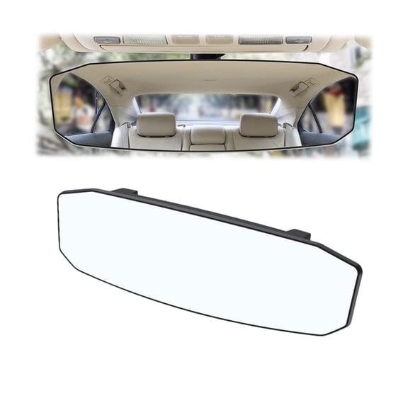 Car Rearview Mirrors, Shock Resistant Interior Clip-on Panoramic Rear View Mirror for Car, Wide Viewing Range, 12 inch HD Universal Use for Cars, SUVs, Trucks, Vehicles (White)