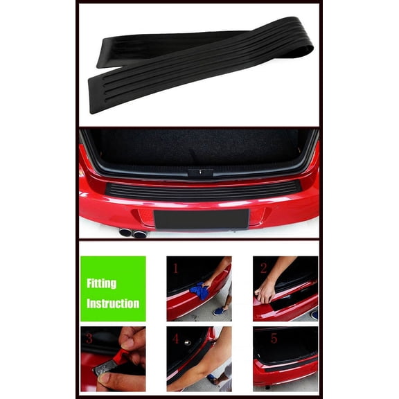 Car Red Rear Bumper Sill/Protector Plate Rubber Cover Guard Scratchproof Trim