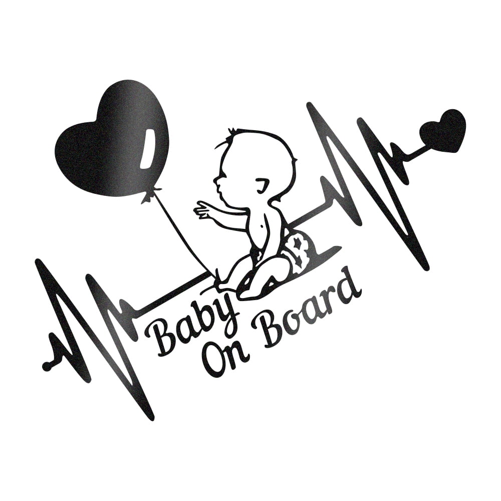 Car Reflective Stickers Heartbeat Balloon Baby On Board Vinyl Cartoon ...