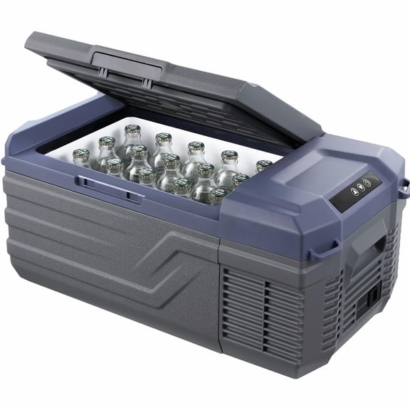 Car Refrigerator 15L, 12V Portable Fridge Freezer, -4 to 68F Adjustable, Dual Zone Compressor Cooler for Camping, RV, Truck - 12/24V DC & AC