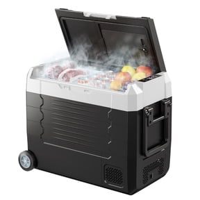 Car Refrigerator 48QT Dual Zone Compressor Cooler with APP Control Wheels for Truck RV Boat Camping Fishing DC 12 24V AC 100 240V 4F to 68F