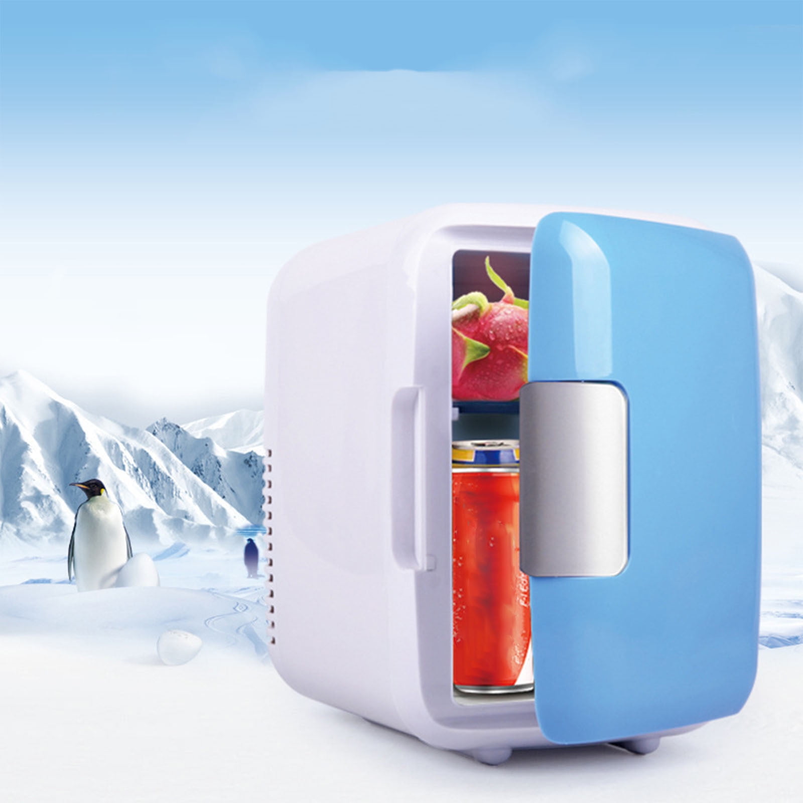 WWV Car Refrigerator 4L Portable Cooler Warmer Mini Dual Use Small Fridge for Car Home Office Travel Picnic Milk Medicine Beverage Storage 6x9x9.4in
