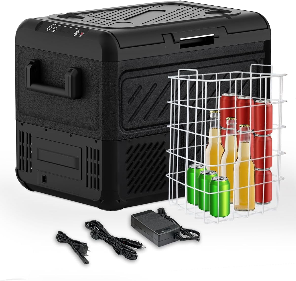 Car Refrigerator, RV Refrige with 12/24V DC & 110-240V AC, Portable Freezer Electric Compressor Cooler For Car, RV, Camping, Travel, Fishing, Outdoor or Home Use