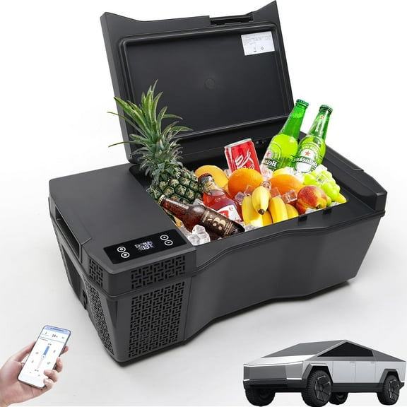 Car Refrigerator for Tesla Cybertruck, 25L Cybertruck Trunk Fridge with APP Control, DC 12/24V Cybertruck Freezer Compressor Electric Cooler for Outdoor Camping Road Trip