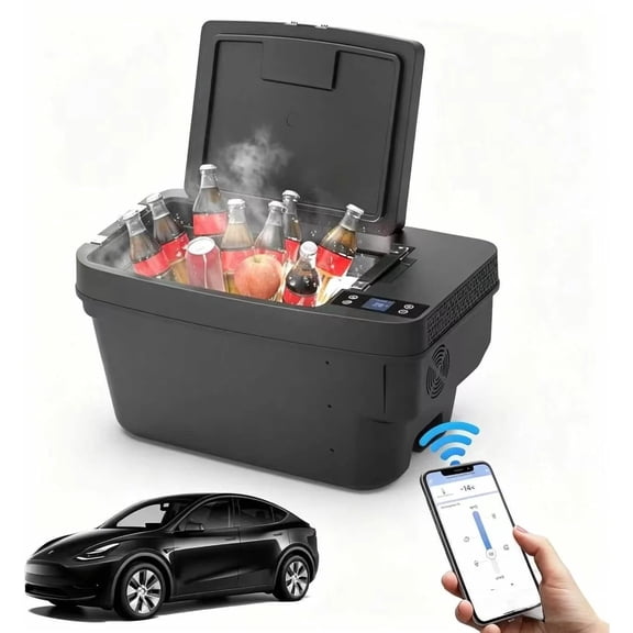 cooboom Car Refrigerator for Tesla Model Y 35QT , APP Control, -8℉~50℉, 12/24V DC Portable Freezer Cooler