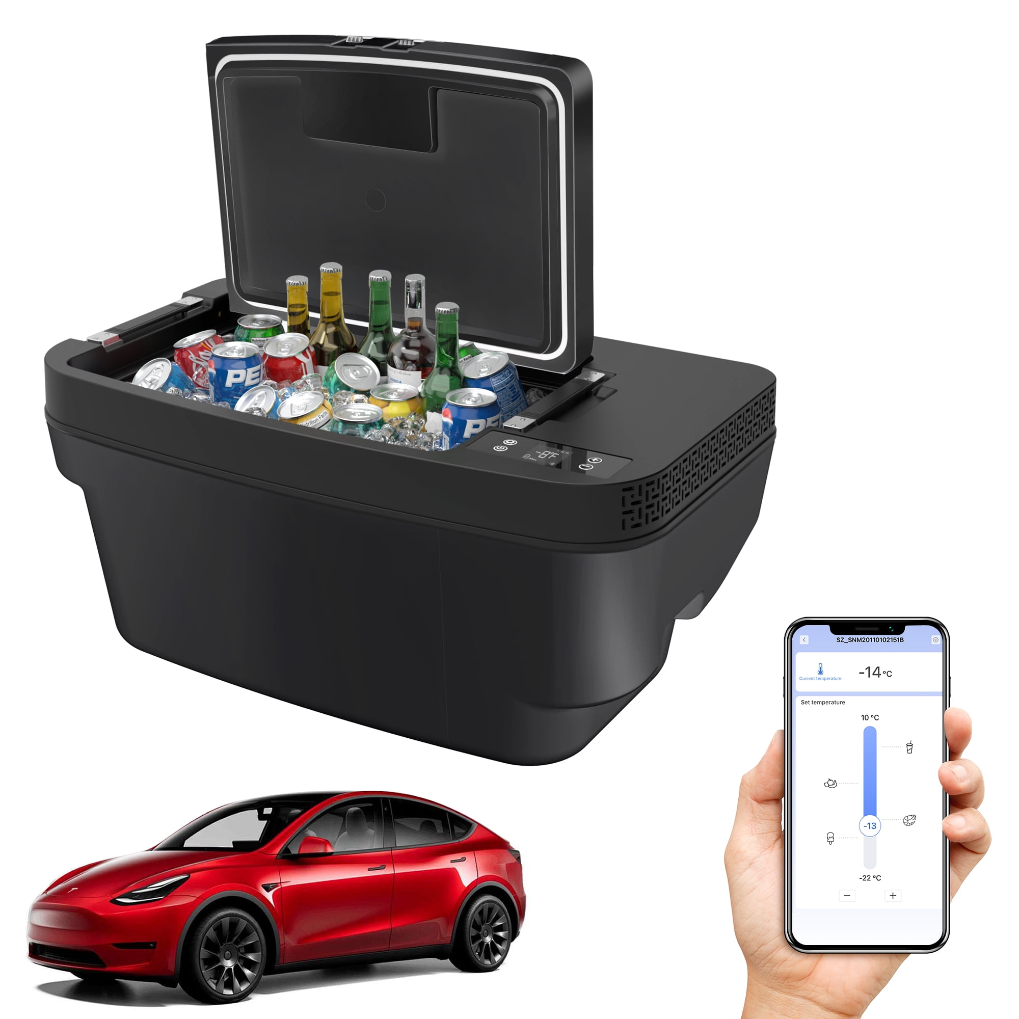 Tesla Model Y Portable Car Freezer, 12V Travel Cooler, 35QT