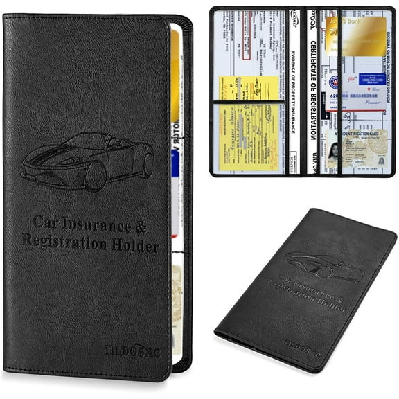 Car Registration & Insurance Card Holder,Auto Glove Box Organizer Document Wallet Leather Manual Folder Vehicle Compartment License Case Truck Accessories for Women Men