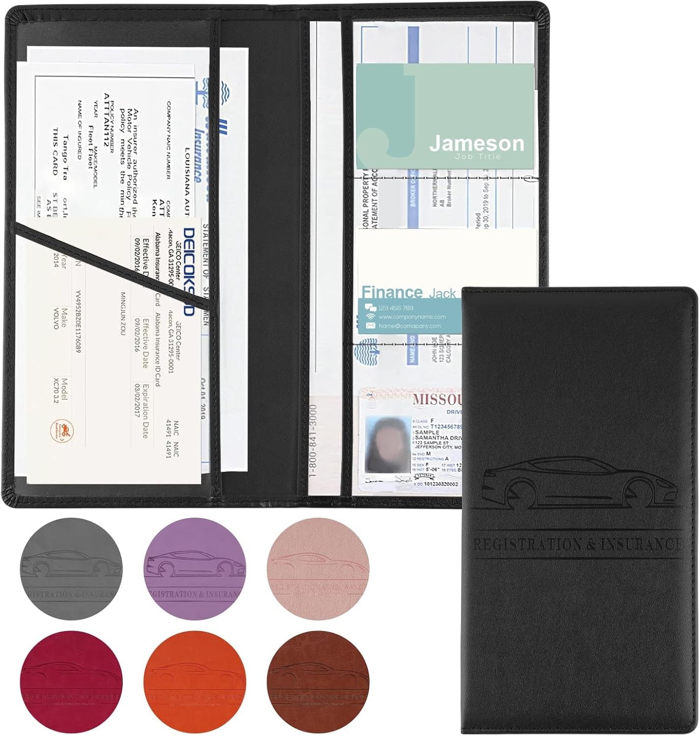FRMG Strawberry Car Registration And Insurance Holder,Premium Leather Vehicle Glove Box Organizer,for Driver License, Cards & Essential Documents 20153512