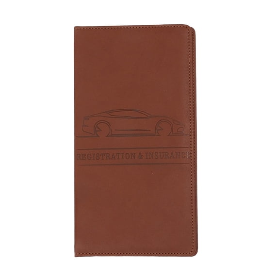 Car Registration & Insurance Card Holder with Magnetic Shut Closure, 5X9.4inch Vehicle Glove Box Car Organizer Auto Truck Comparment Accessories Case for Documents, Cards, License,Brown