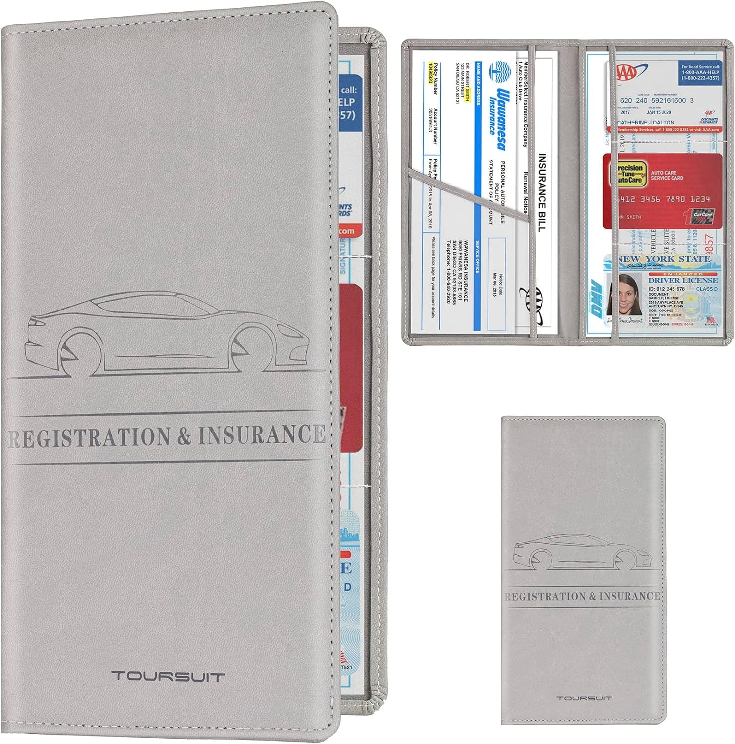 Kewucn Car Registration And Insurance Card Holder, Leather Auto License Glove Box