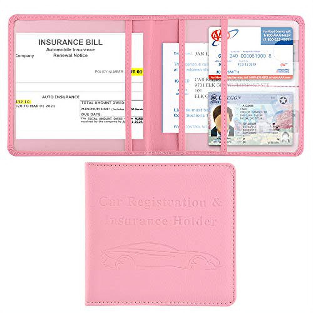 Cacturism Car Registration and Insurance Holder, Vehicle Glove Box Car Organizer Men Women Wallet Accessories Case for Cards, Essential Document, Driver License