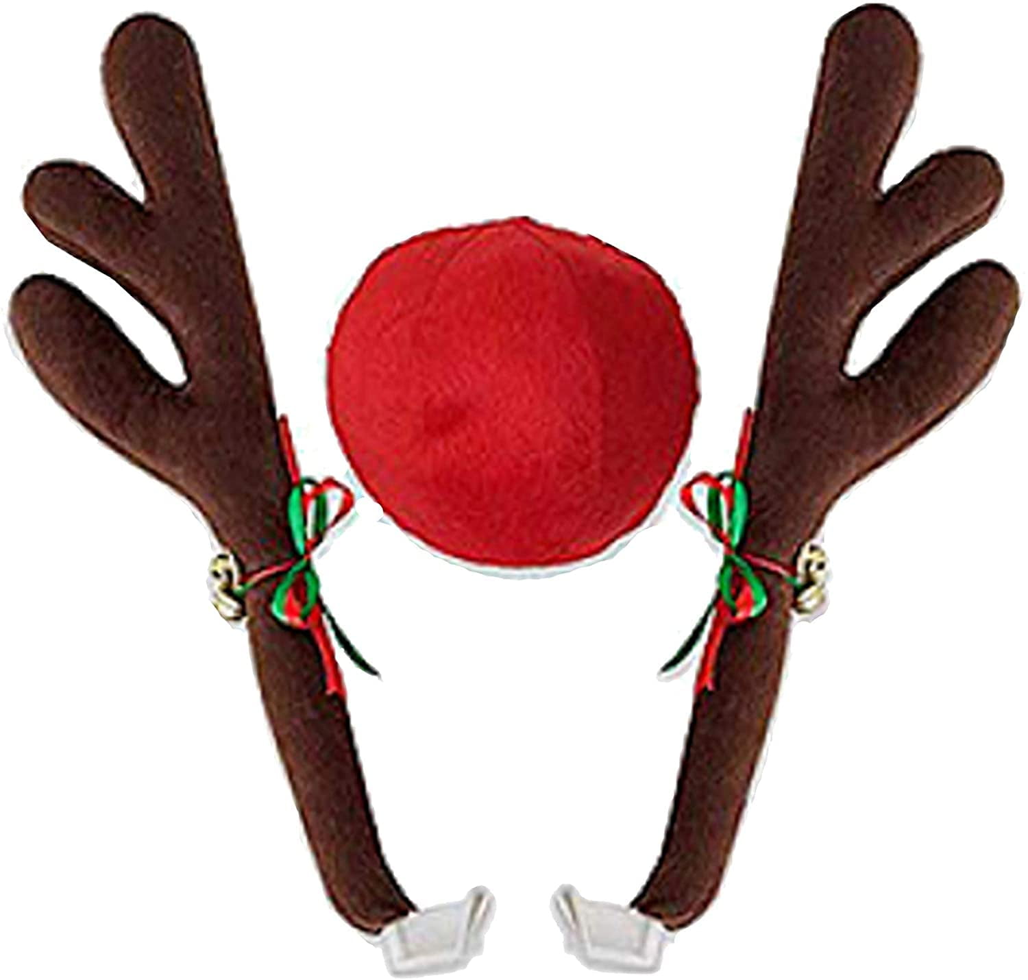 Car Reindeer Antlers Nose, 3 Pcs Reindeer Car Antlers and Nose Easy