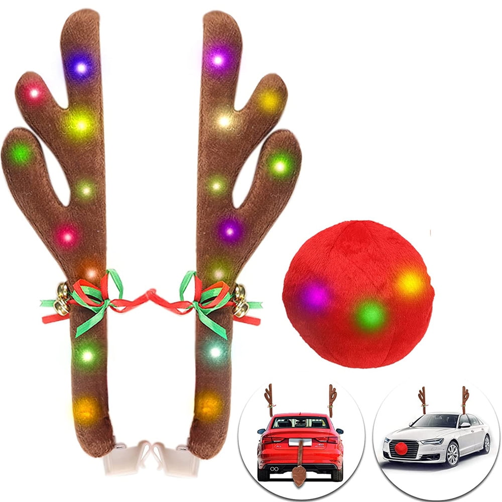 Car Reindeer Antlers & Nose Reindeer Car Kit Antlers, Nose, Tail