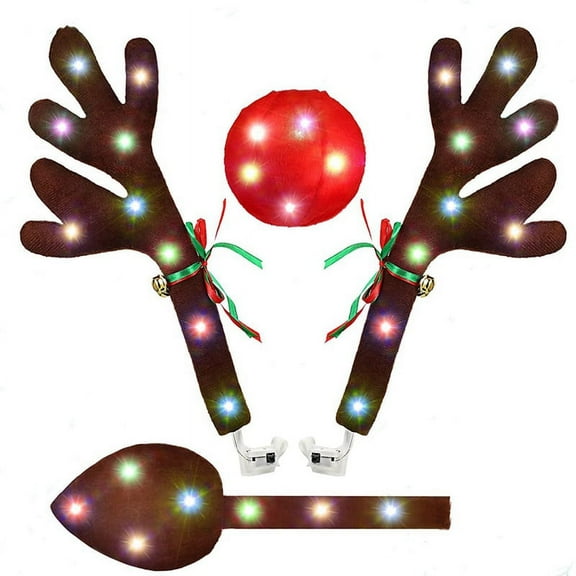 Car Reindeer , Car Kit with LED Lights,Reindeer Car Kit