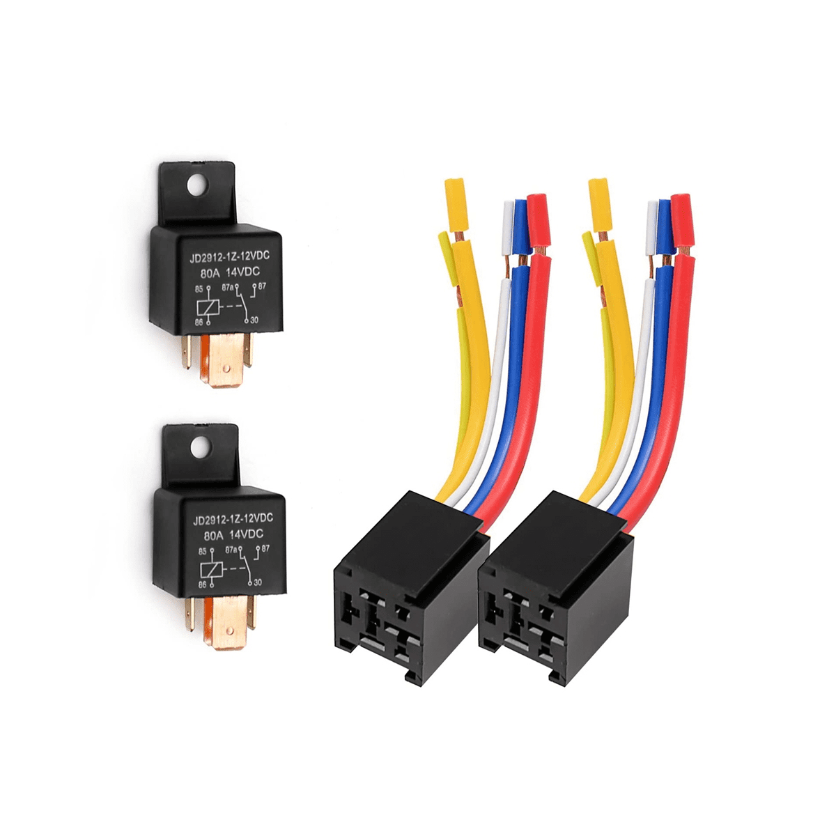 Car Relay with Harness, 5Pin 80A Relay On/Off Normally Open SPDT Relay