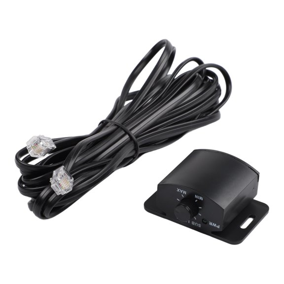 Car Remote Control Subwoofer Volume Adjuster with 5m 4-Core Cable, for Car Audio Systems and Optional 6-Pin Connector, Direct Mount Black ABS for In-Vehicle(5m+4core)