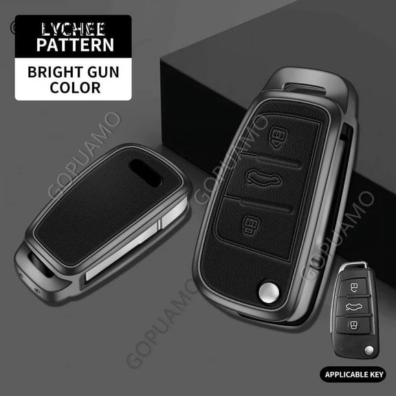 Car Remote Key Cover For Audi D 3 buttons Q3 8L 8V S3 A3 A4 A5 C5 C6 8L 8P Zinc alloy+leather Case Holder Protector Accessories