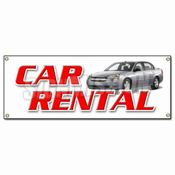 Car Rental Banner Sign - Auto Rent Daily Weekly Automobile Low Rate One Way