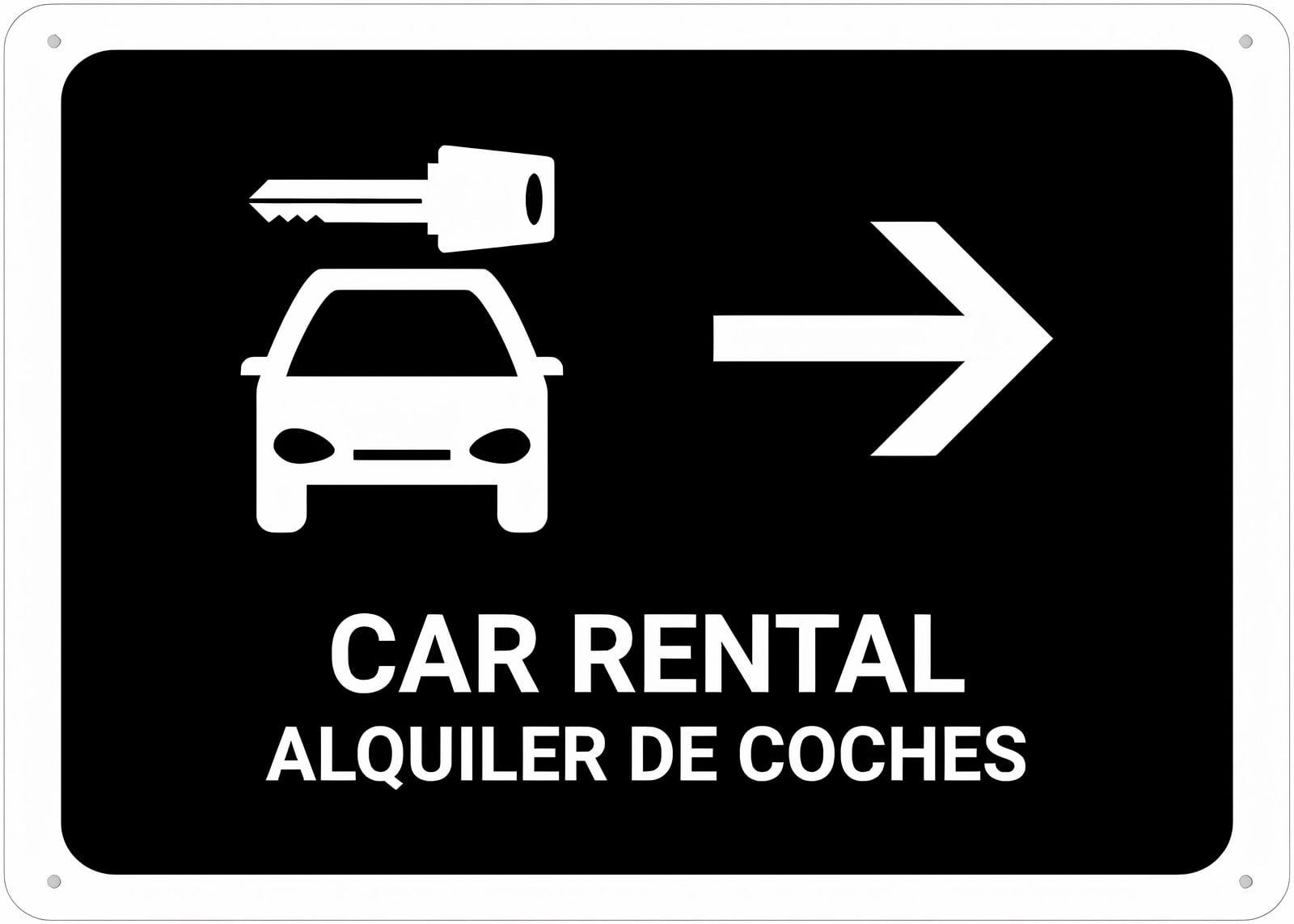 Garage Rental Sign Car Rental with Right Arrow Black Bilingual Warning Tin Sign 12 x 8 ...