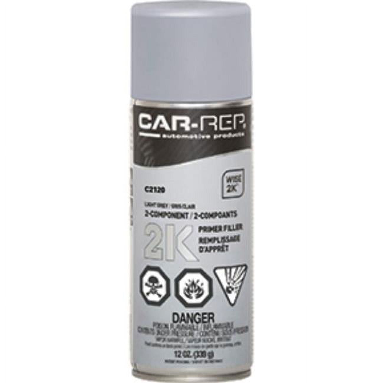 CarRep 11.3 oz 2K Epoxy Primer Filler NA Spraypaint, Light Grey