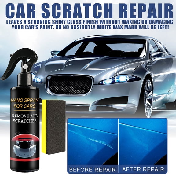 Car Repairing Spray 120ml, Ceramic Coating Car Paint Protection, Super Hydrophobic Glass Coating, Oxidation Resistance, Water Repellent Car Coating with Foam Sponge for Cars Trucks Motorcycles