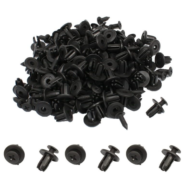 100pcs Car 6mm Black Panel Rivet Fasteners Push Pin Clips Kit