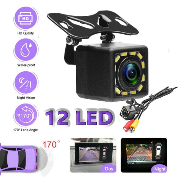 Car Reverse Camera Parking Backup Rear View Cam HD Night Vision Waterproof 12LED