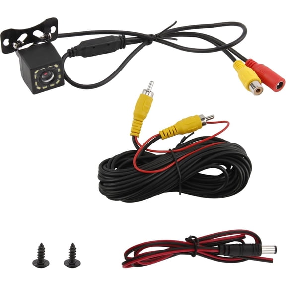 Car Reversing Camera with 12 Led Night Vision, 170 Wide Angle Rear View Camera Ip66 Waterproof, Parking Camera with Rca Cable and Guidelines For Cars, Vans, Suvs, Trucks, Caravans, Rvs