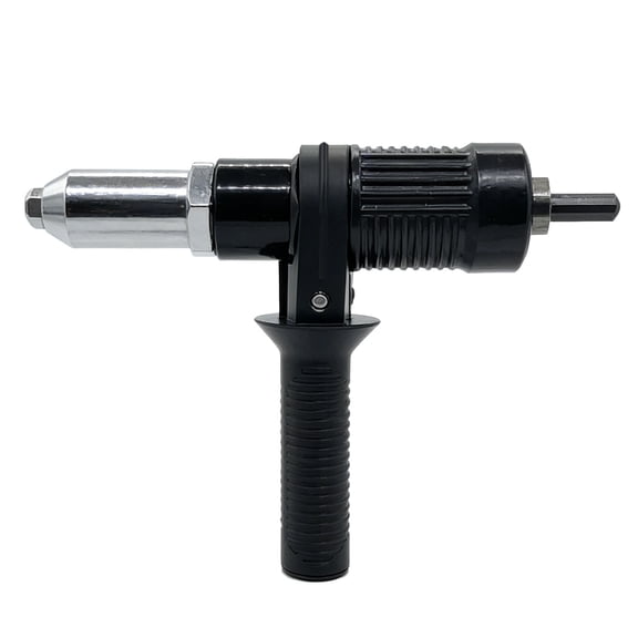 Car Rivet Gun Adapter, Alloy Steel Riveter Gun Adapter Kit with Handle Grip & 4 Rivet Head for Cordless Electric Power Drill, Pop Riveting Nut Tool Drill Attachment, Universal Fit