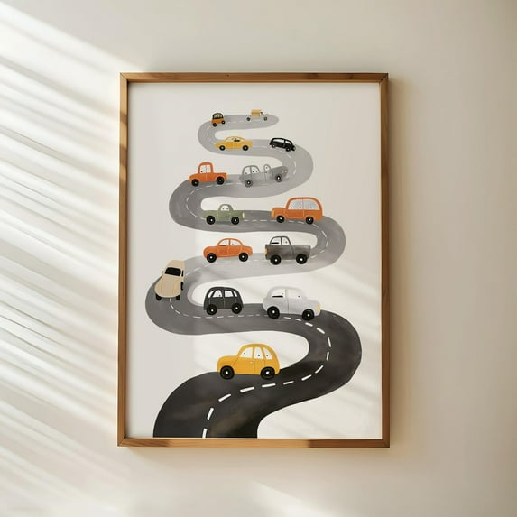 Car Road Map Poster Kids Playroom Transportation Art, 16x24 UNFRAMED ...