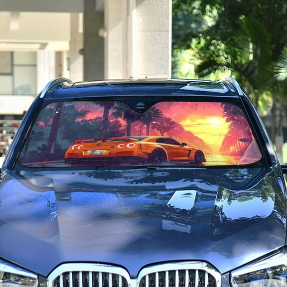 Car Road Trees Automotive Front Car Windshield Sun Shade Reflector Foldable for Front Fit for Cars Truck SUVs