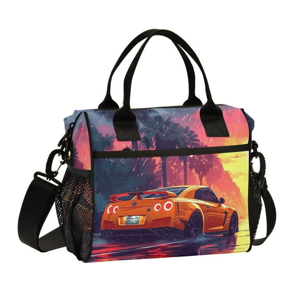 Car Road Trees Cooler Bag Lunch Bag Soft Cooler Cooling Tote Insulated Lunch Box for Adult Men Women