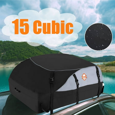 Car Roof Bag Cargo Carrier, 15 Cubic Feet Waterproof Car Top Carrier Suitable for All Vehicles Cargo Bag Storage Luggage