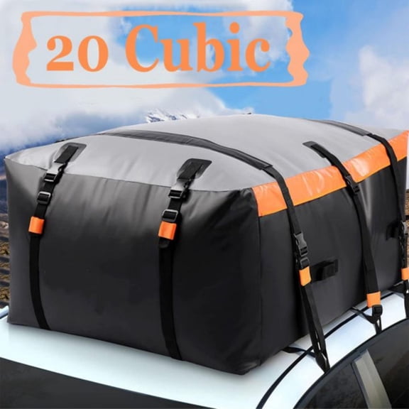 Car Roof Bag Cargo Carrier, 20 Cubic Feet Waterproof Roof Top Cargo Carrier Bag Vehicle Soft-Shell Carriers with Storage Carrying Bag
