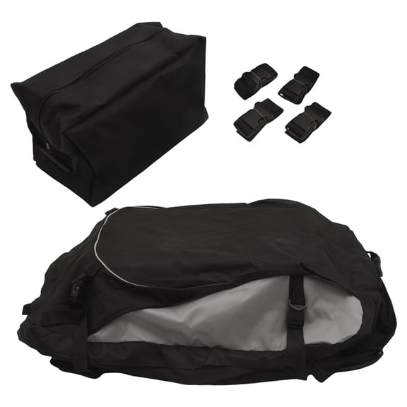 Car Roof Bag & Rooftop Cargo Carrier 15 Cubic Feet Heavy Duty Bag Waterproof Rooftop Car Bag Storage Bag Universal,1 x Car Roof Bag 4 x Belts,black & gray