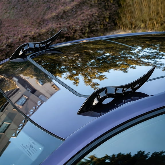 Car Roof Devil Horns Black Aggressive Styling Carbon Fiber Style Vehicle Exterior Roof Sticker Airflow Guide Fathers Day Gift Auto Decor Shop Tool