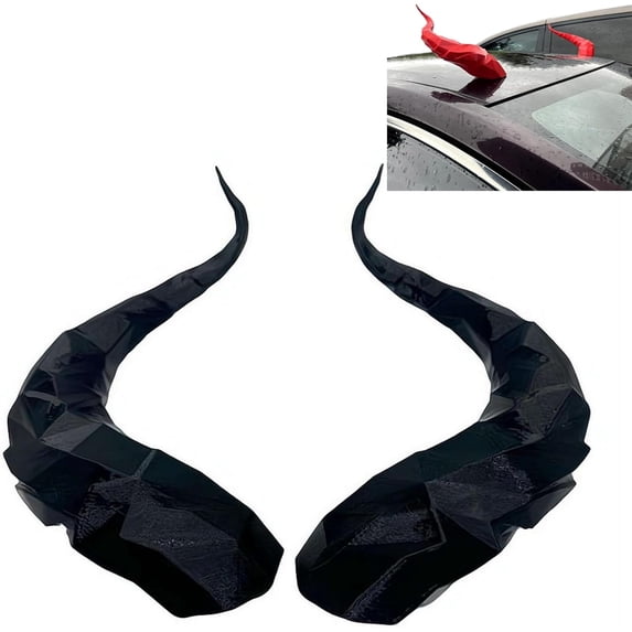 Car Roof Dragon Horn Decor – Universal Fit Devil Horn Ornament – Strong Adhesive No Drill Installation – Halloween and Daily Vehicle Styling (C)